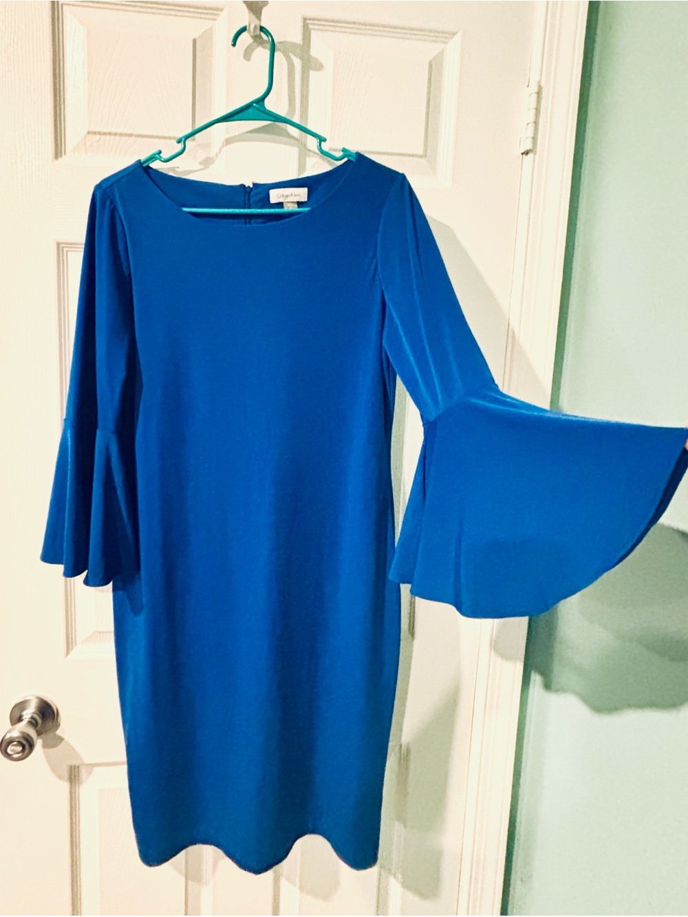 Calvin Klein Royal Blue Long-Sleeve Bell-Sleeve Shift Dress